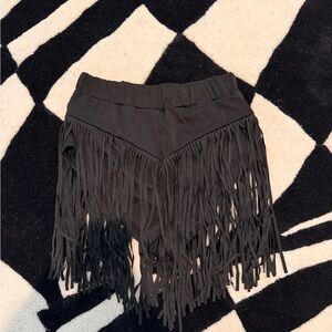 Shein Black Fringe High-Waist Shorts